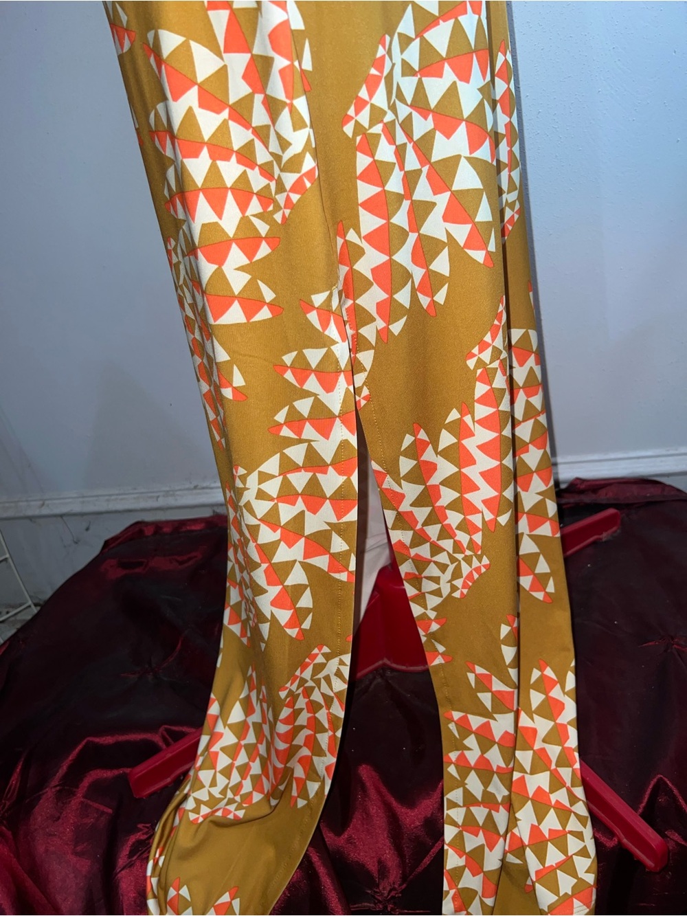 adidas  Farm Rio Mustard Geometric Cutout Maxi Dress size large - Picture 4 of 10